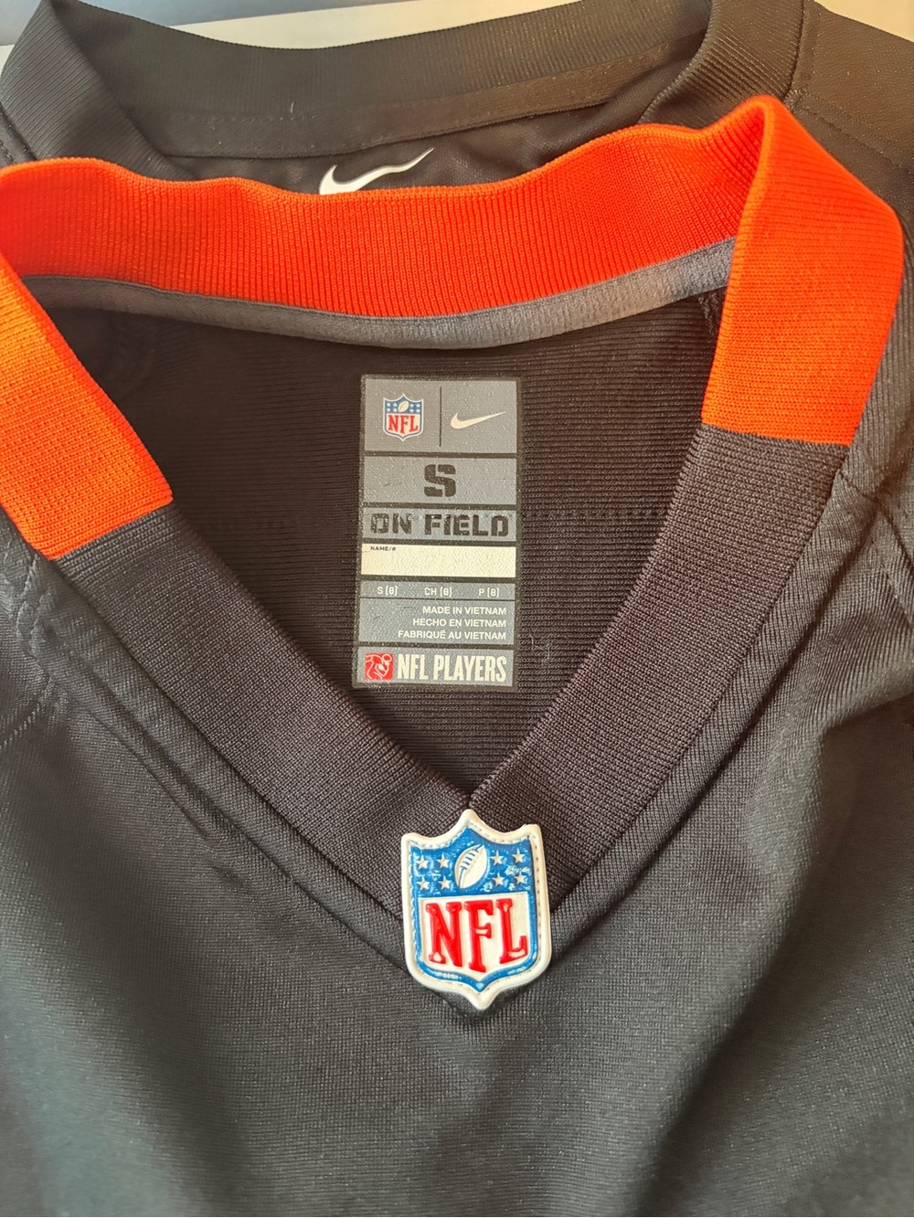 NFL Black Jersey with Orange Collar Trim - Picture 3 of 3